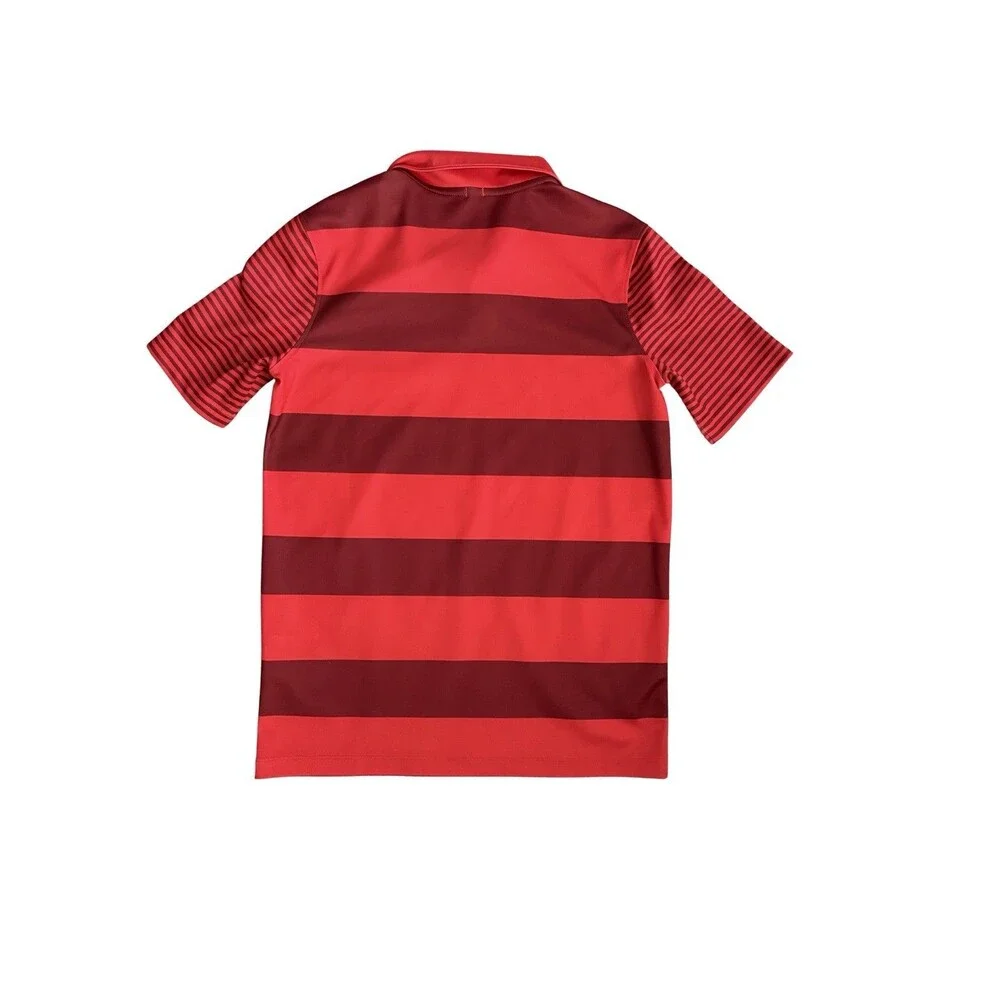 Nike Golf Youth TPG Sawgrass Short Sleeve Polo Size Medium Red Stripes Dri Fit